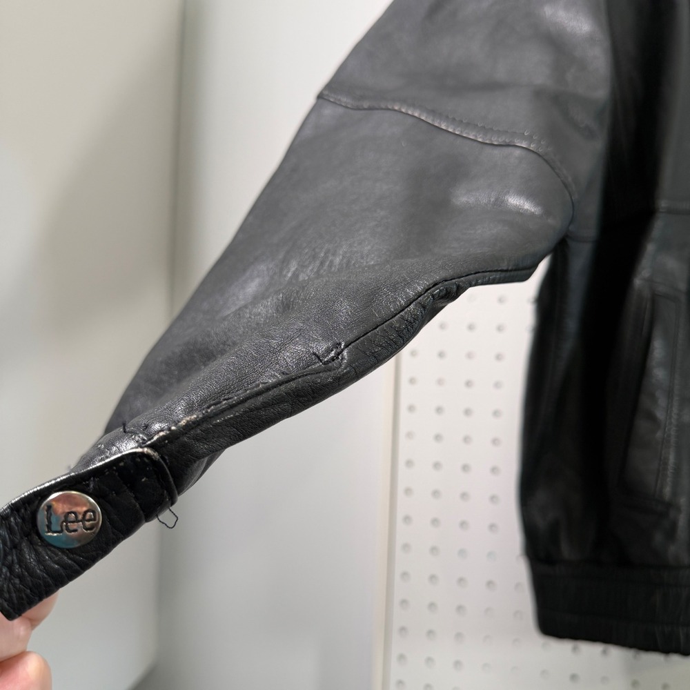Cueros Curtidos Finos Mens XXL Black Leather Bomber Jacket Argentina Cafe Racer - Picture 4 of 10